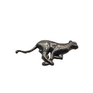 Vintage STERLING Silver Signed Cheetah Brooch Textured 925 Taxco Style 3.5" rare